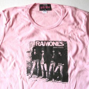 Ramones Rocket Babydoll Pink Junior Ladies Tee (L)